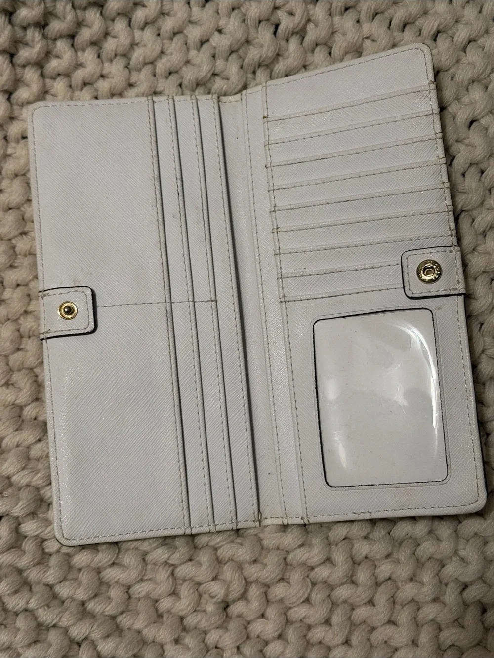 Michael Kors Ivory Saffiano Leather Continental Wallet with Gold Logo - Picture 2 of 2